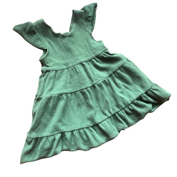 Jane + Jo Dress 3T Green Ribbed Dress Flutter Sleeve Zipper Back Holiday - Picture 1 of 7